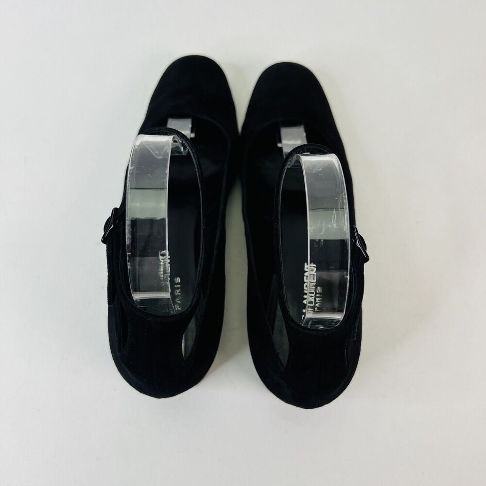 Saint‎ Laurent Babies Block Heel Ankle Strap Pumps Black Suede Women’s Size 37 - Picture 8 of 14